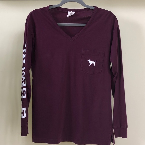 PINK Victoria's Secret Tops - VS PINK Long Sleeve Burgundy Top